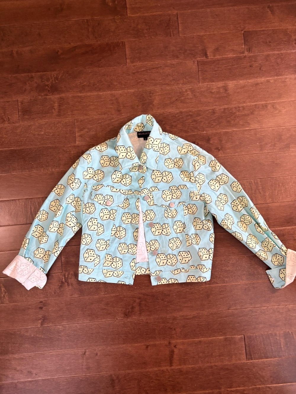 Light Blue Dice-Print Jacket